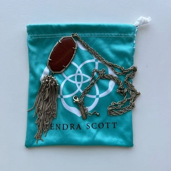 Kendra Scott Gold and Burnt Orange Rayne Pendant Necklace - Picture 3 of 14